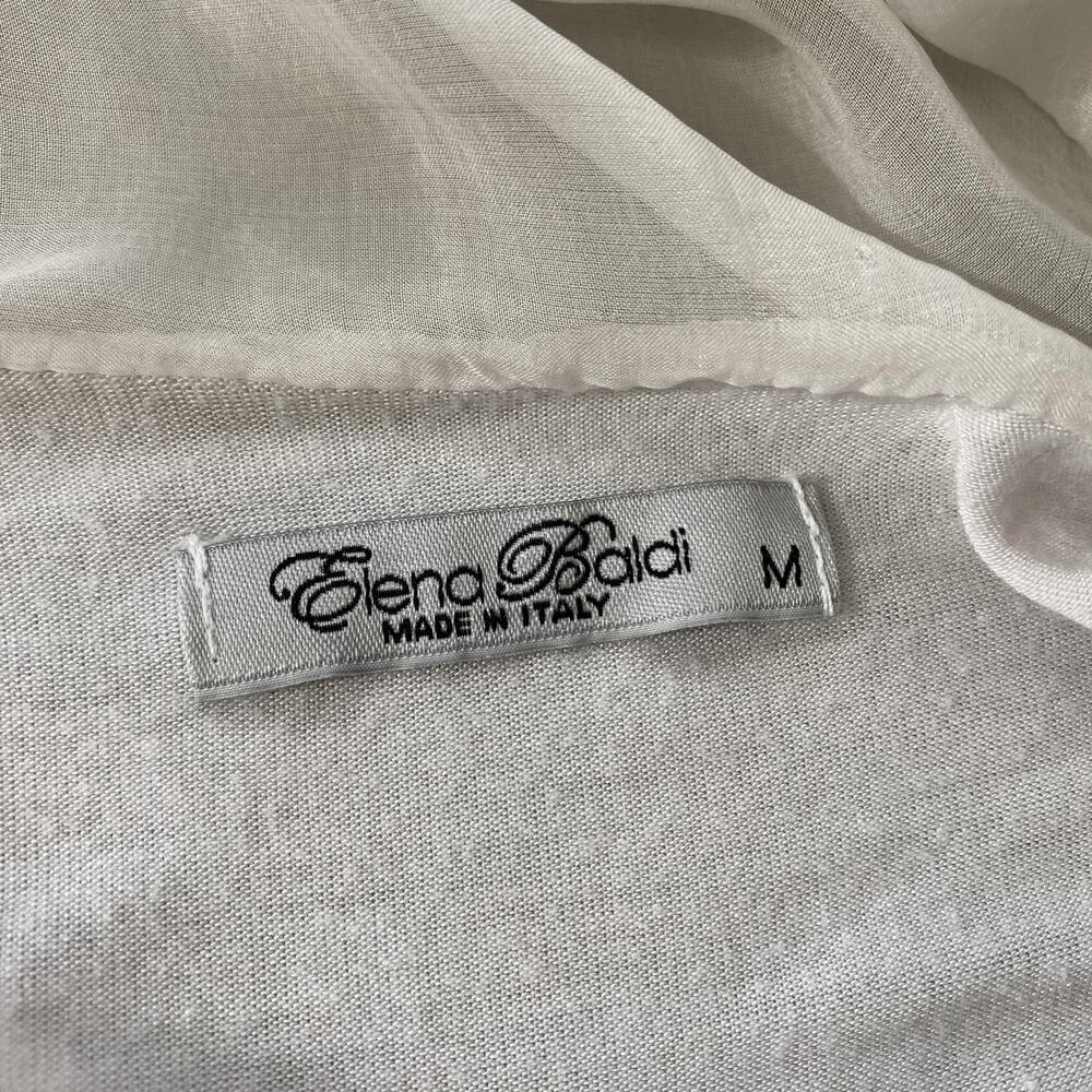 Elena Baldi Silk Kimono Top Women Medium White Floral Watercolor Italy Lagenlook - Picture 10 of 12